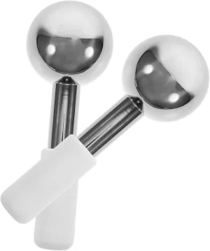 VALICLUD 2pcs Stainless Steel Face Roller Balls for Cooling Massage Beauty Massage Globes for Skin Care Stimulates Circulation Enhances Serum Absorption Soothing Ice Treatment