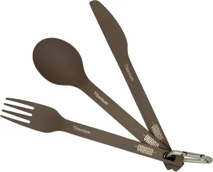 Vargo Titanium ULV Spoon/Fork/Knife Set – Lightweight, Durable Cutlery for Camping and Backpacking