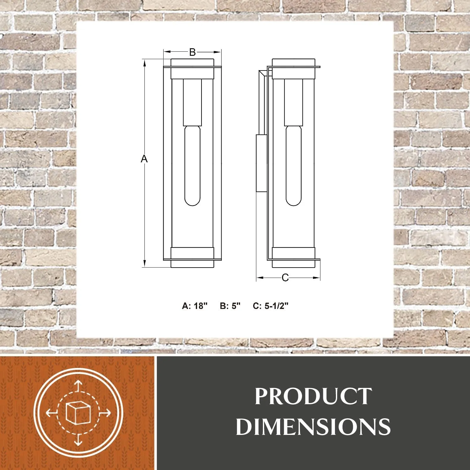 VAXCEL Brighton Park 1 Light 18-in. H Black Contemporary Indoor Outdoor Wall Lantern Fixture with Cylinder Clear Glass