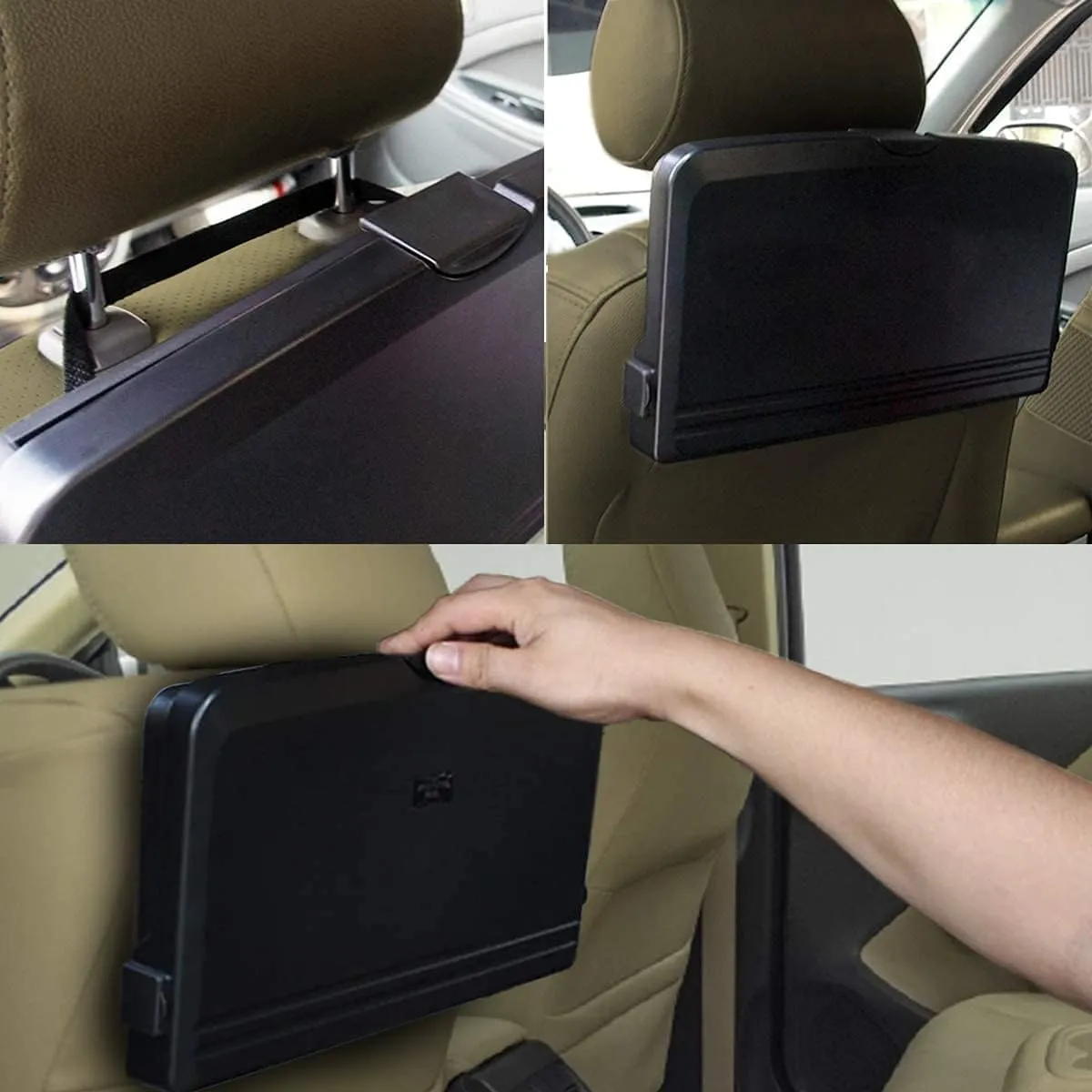 VaygWay Foldable Car Food Tray Holder Multi- Functional Portable Auto Food and Drink Holder– Black Eating Organizer Backseat Car Tray – Kids Table Food Holder Desk- Laptop, Meal (2 Pack Black)