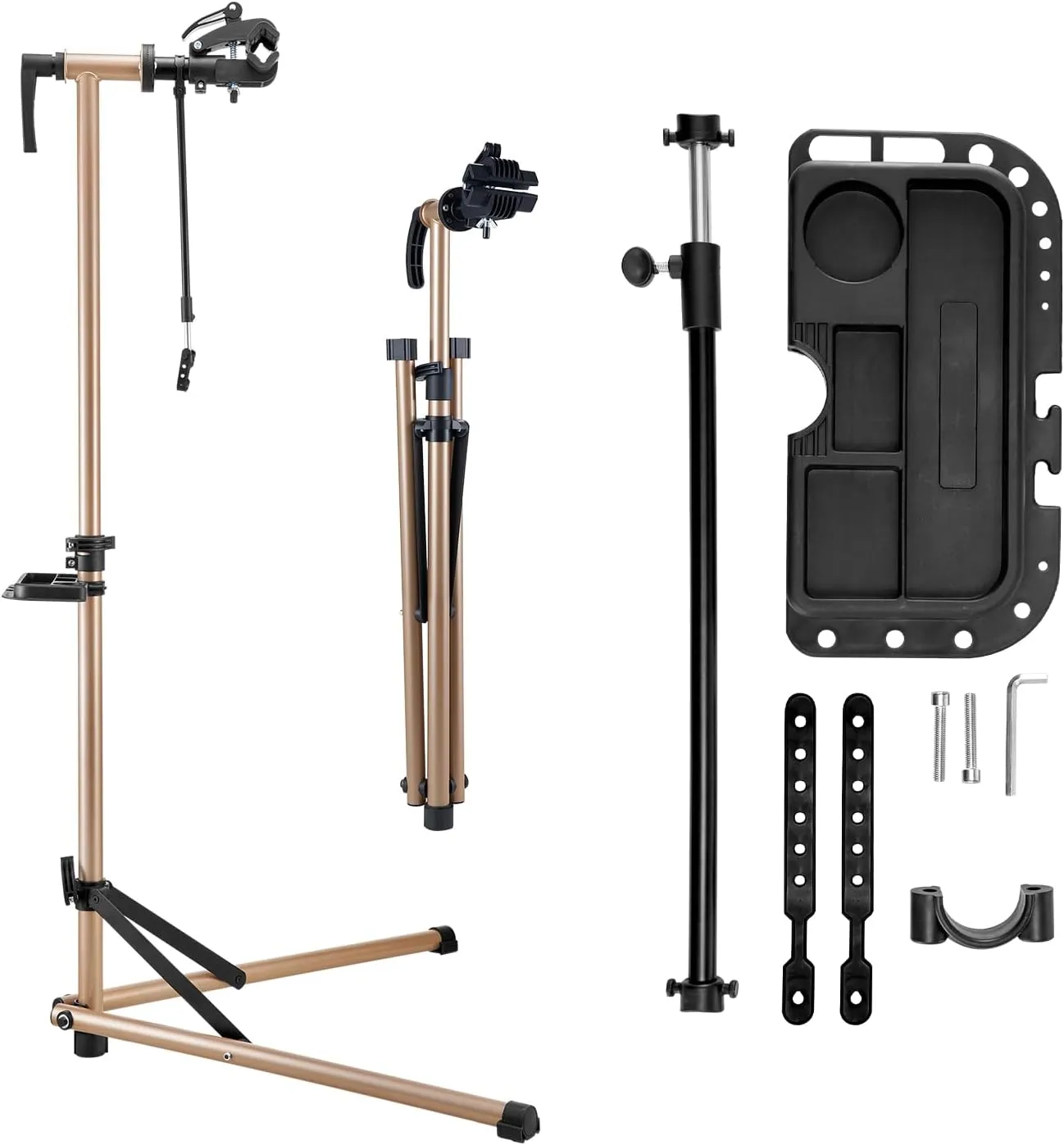 VEVOR Bike Repair Stand, 88 lb Heavy-duty Bicycle Work Stand with 41.3-59.8 in Adjustable Height & Magnetic Tool Tray, Foldable Bicycle Maintenance Rack, Shop Home Mechanics for Mountain & Road Bike