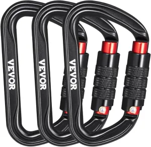 VEVOR Climbing Carabiner Clips, 3 PCS Heavy Duty Carabiner, Professional 30KN(6744lbs) Spindle Strength, Hiking, Rappelling, Rescue, Dog Leash, Hammocks, Swings