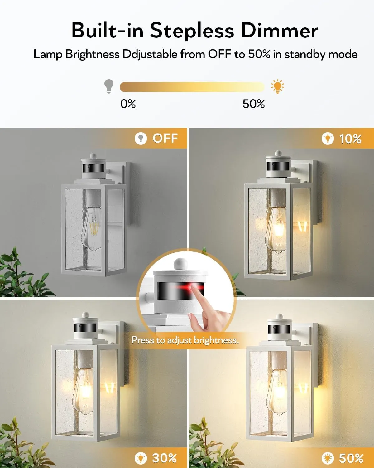 VIANIS Motion Sensor Outdoor Light Fixture, White Dusk to Dawn Porch Lighting Wall Mount, Waterproof Modern Outside LED Lights for House, 100% Aluminum Exterior Wall Sconce Lantern for Garage Lamps