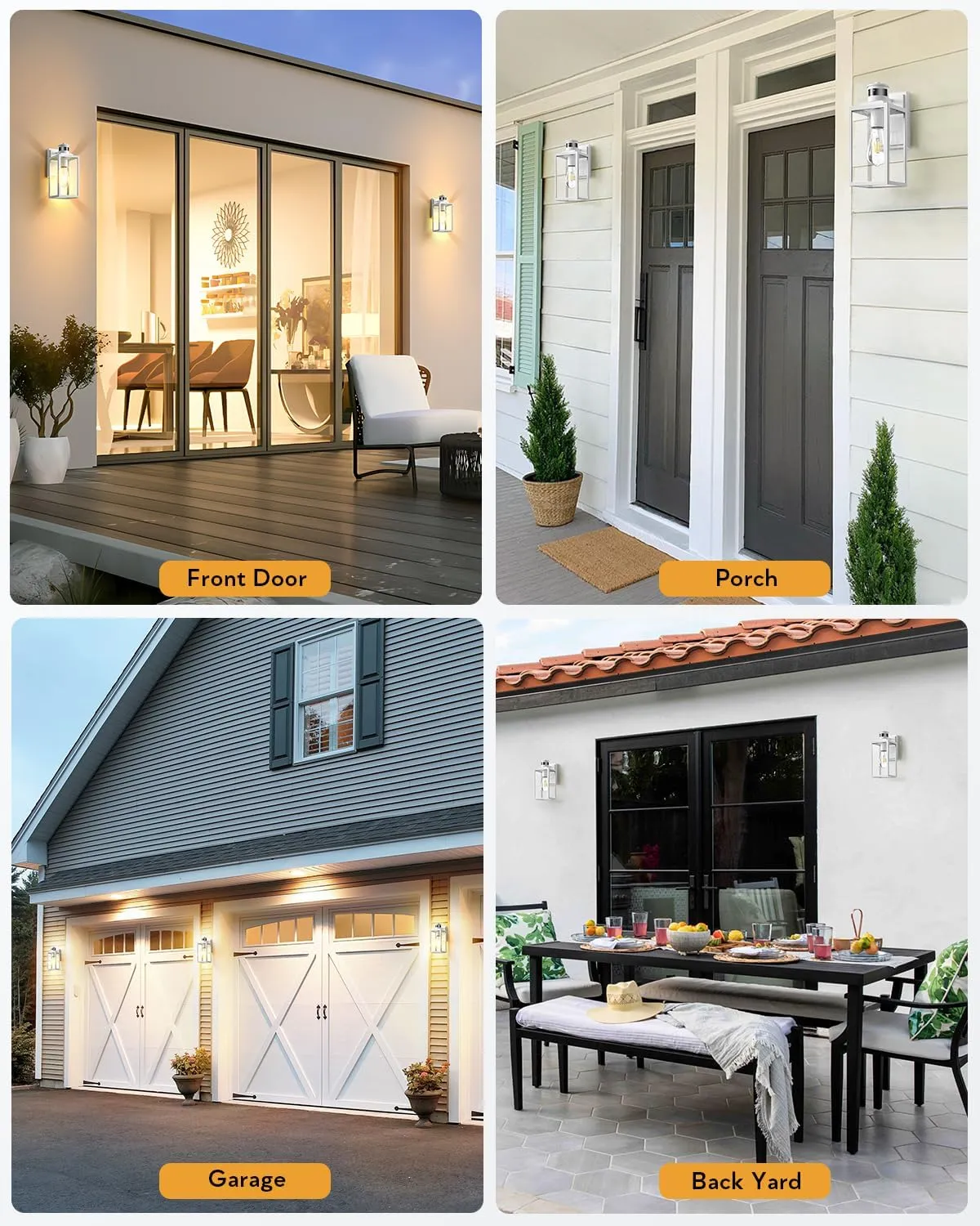 VIANIS Motion Sensor Outdoor Light Fixture, White Dusk to Dawn Porch Lighting Wall Mount, Waterproof Modern Outside LED Lights for House, 100% Aluminum Exterior Wall Sconce Lantern for Garage Lamps