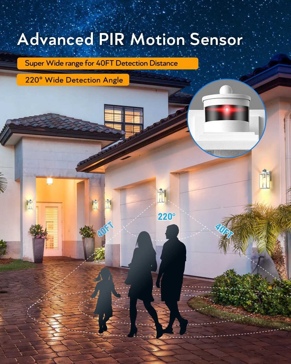 VIANIS Motion Sensor Outdoor Light Fixture, White Dusk to Dawn Porch Lighting Wall Mount, Waterproof Modern Outside LED Lights for House, 100% Aluminum Exterior Wall Sconce Lantern for Garage Lamps