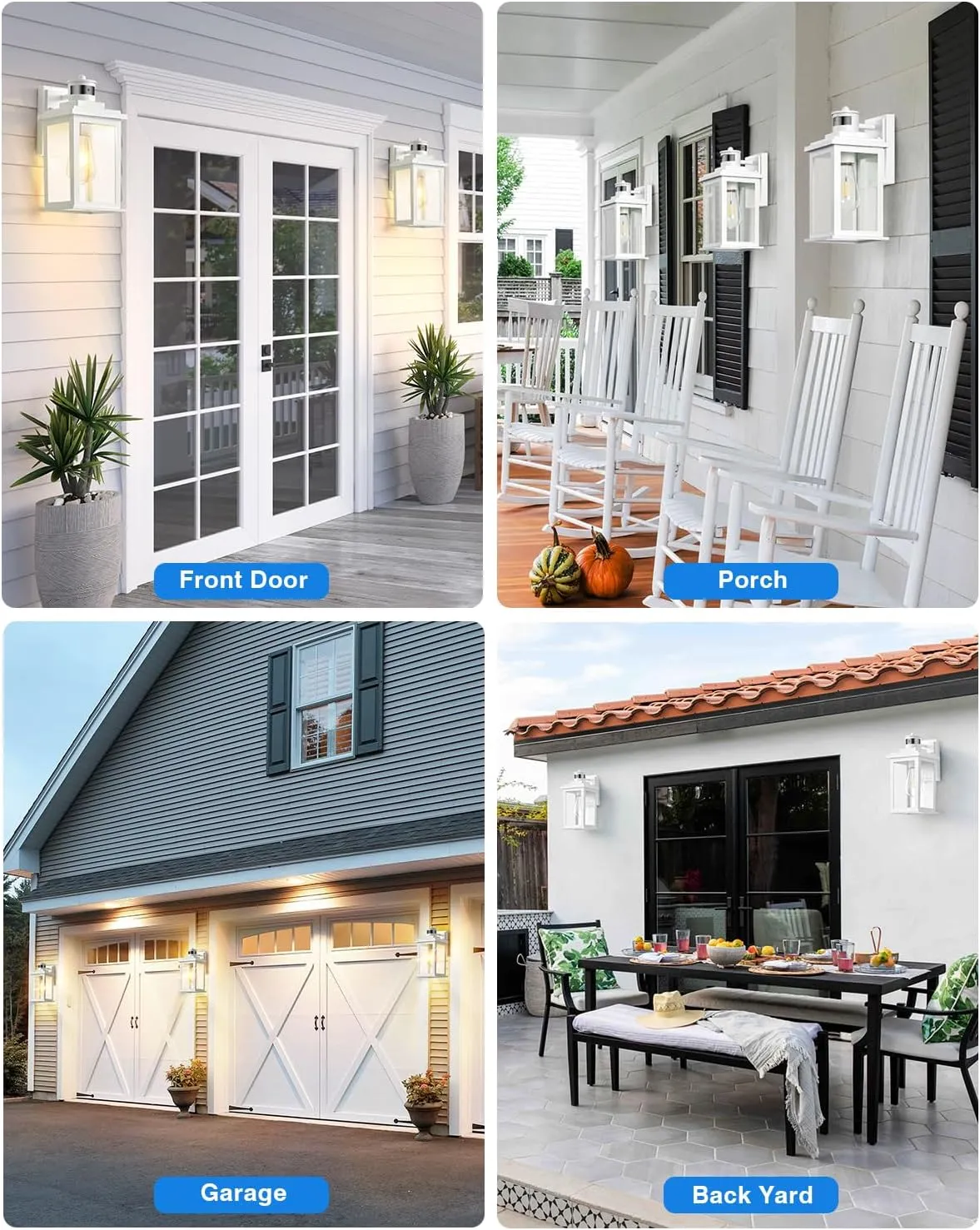 VIANIS Motion Sensor Porch Lights, 2 Packs Outdoor Wall Lights Wall Mount, White Dusk to Dawn Outdoor Sconce Lights, Waterproof Exterior Light Fixture for House, Garden, Patio, Entryway