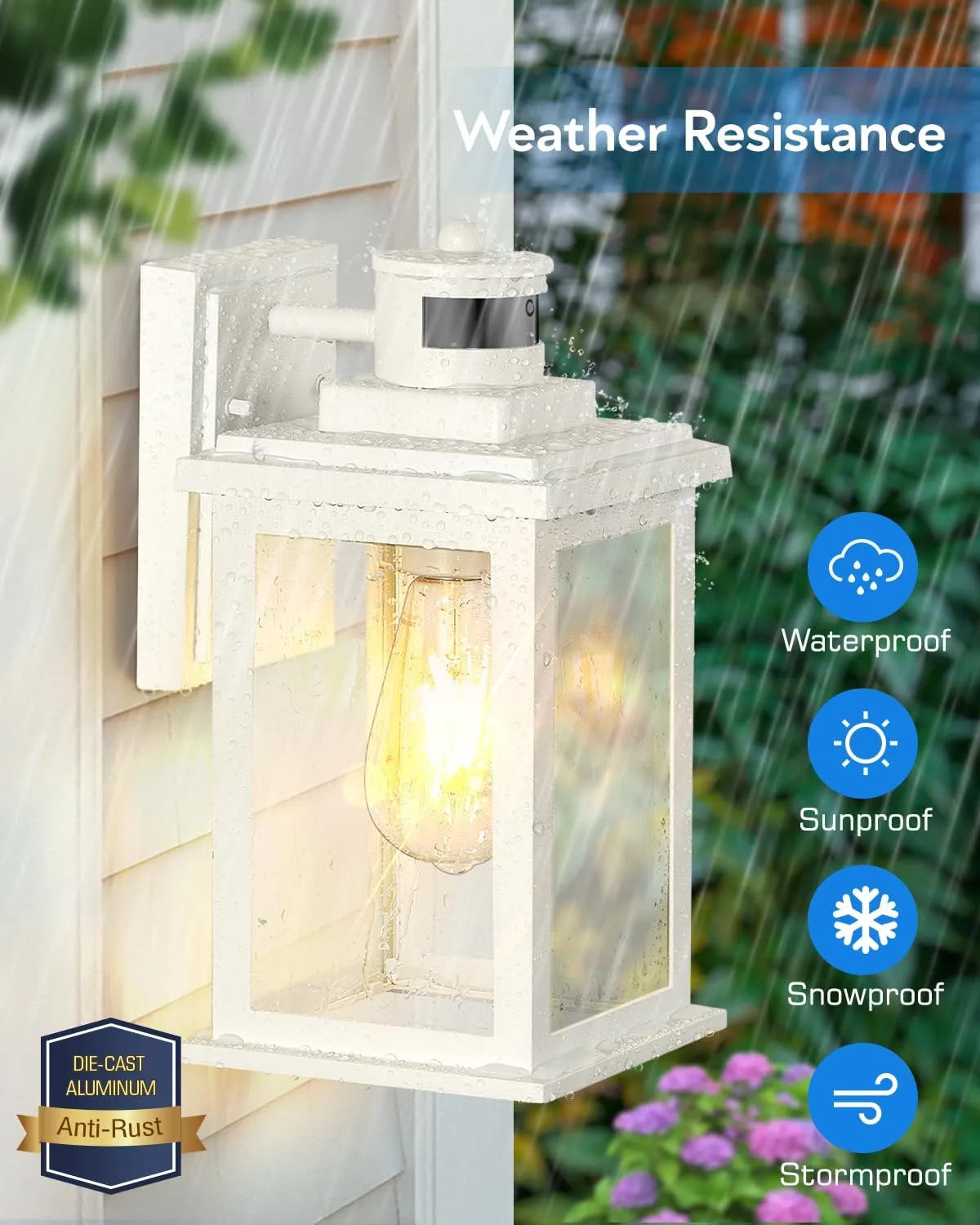VIANIS Motion Sensor Porch Lights, 2 Packs Outdoor Wall Lights Wall Mount, White Dusk to Dawn Outdoor Sconce Lights, Waterproof Exterior Light Fixture for House, Garden, Patio, Entryway