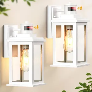VIANIS Motion Sensor Porch Lights, 2 Packs Outdoor Wall Lights Wall Mount, White Dusk to Dawn Outdoor Sconce Lights, Waterproof Exterior Light Fixture for House, Garden, Patio, Entryway