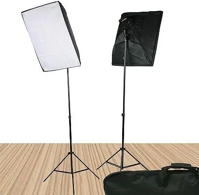 Video Lighting Kit Photo Studio Kit 2000 Watt Continuous Portrait studio lighting kit with Carrying Case - 2 light stands, 2 softboxes, 2 Light Heads w/5 bulbs, 10 photo bulbs by Fancierstudio UL9026S