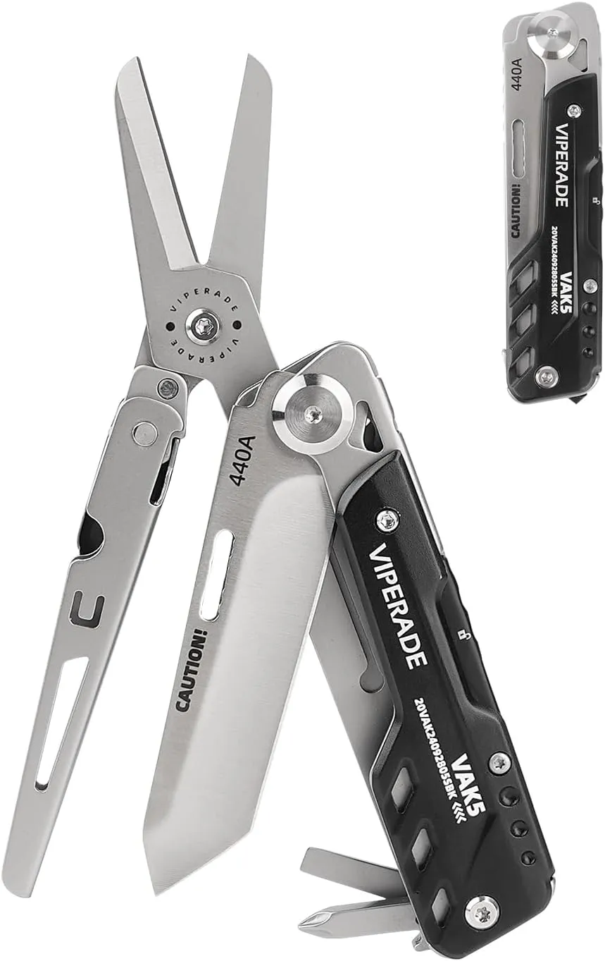 VIPERADE VAK5 Folding Knife with Scissors, Pocket Multitool Knife with Belt Clip, Prefect for Survival, Housework, Hunting, Camping and Everyday Use (VAK5)