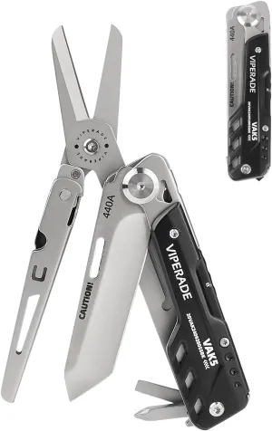 VIPERADE VAK5 Folding Knife with Scissors, Pocket Multitool Knife with Belt Clip, Prefect for Survival, Housework, Hunting, Camping and Everyday Use (VAK5)
