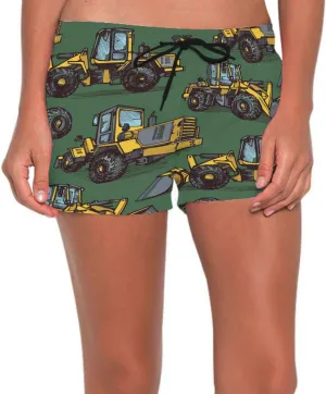 visesunny Women's Board Shorts Old Road Scraper with Earthmoving Blade Floral Beach Swim Shorts with Pockets Swim Trunks Multi
