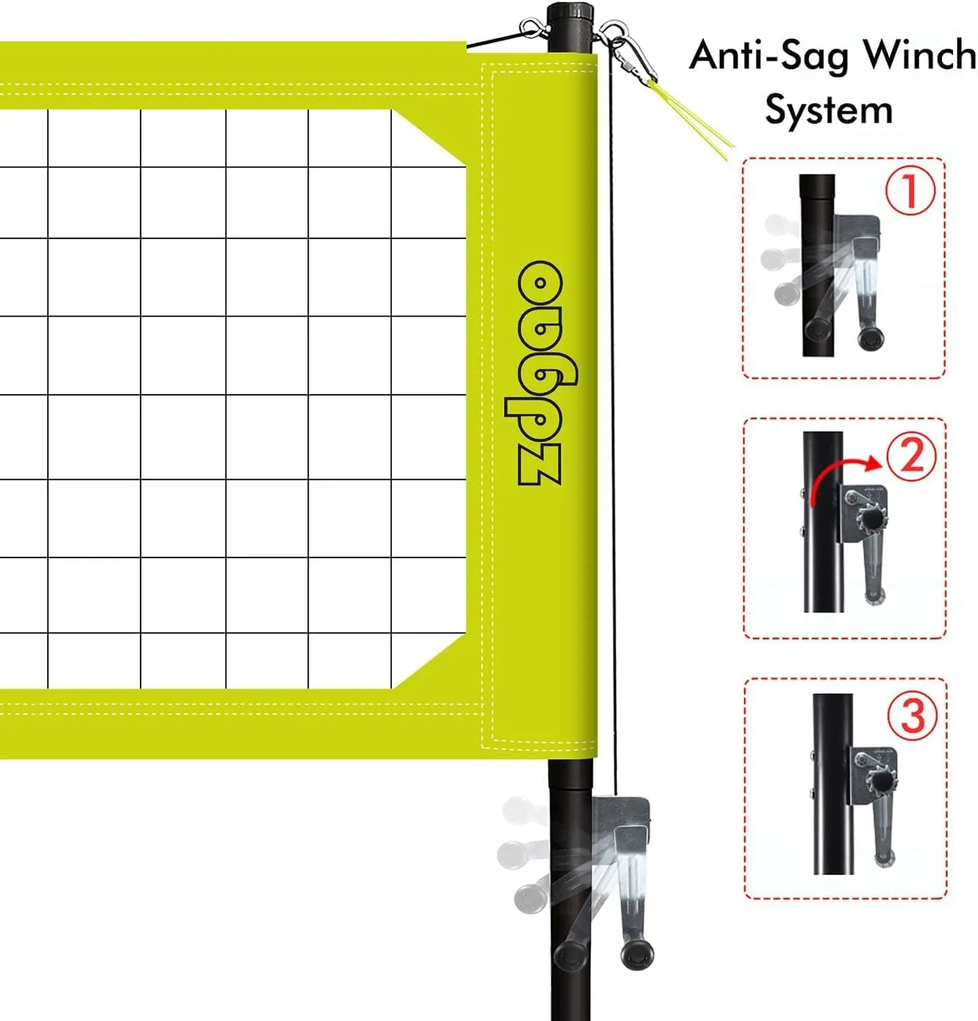 Volleyball Net Outdoor - Professional Volleyball Set with Height Adjustable Aluminum Poles and Anti-Sag System, Boundary Line, Volleyball and Pump