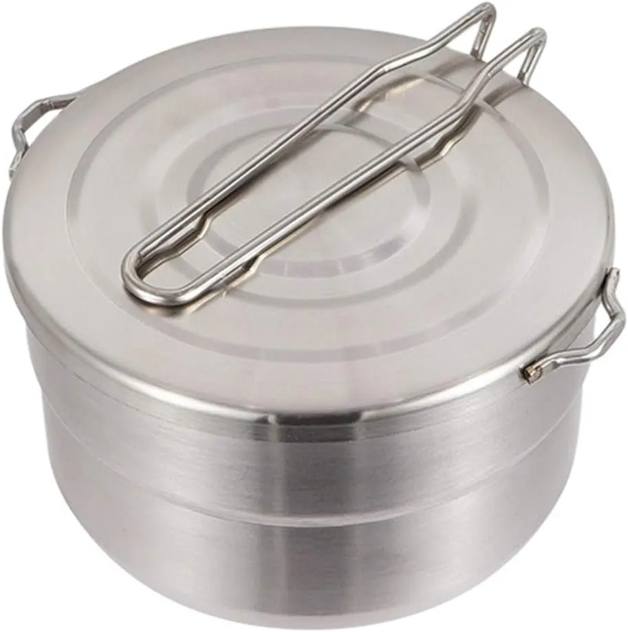 VOSAREA Bento Pot Backpacking Cookware Hiking Cooking Kit Hiking Cooking Pot Outdoor Cooking Stove Portable Pot BBQ Kit Camping Seat Cushion Fold Tool Travel Stainless Steel