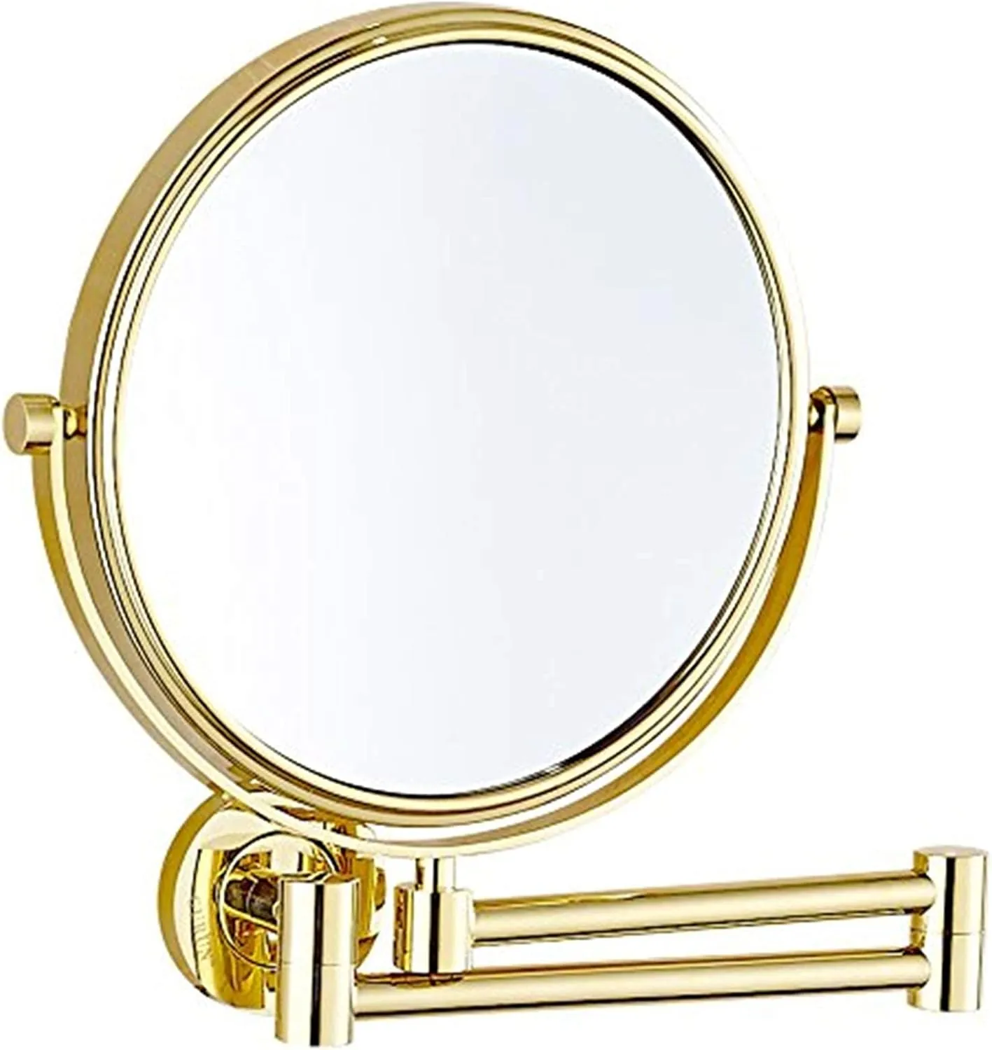 Wall-Mounted Makeup Mirror, 8 Inch Brass Magnifying Round Double Sided Shaving Mirror, Bathroom Extendable 360°(Black,10X)