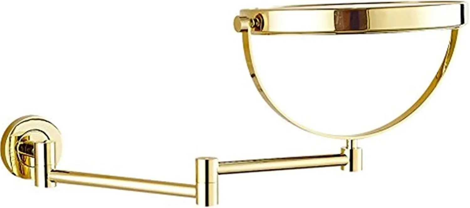 Wall-Mounted Makeup Mirror, 8 Inch Brass Magnifying Round Double Sided Shaving Mirror, Bathroom Extendable 360°(Black,10X)