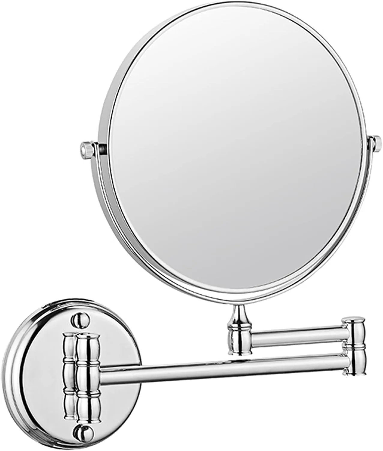 Wall Mounted Makeup Mirror, 8 inch Chrome Finish Double Sided Magnifying Shaving Mirror, 360° Swivel Extendable Bathroom Round Vanity Mirrors,5X (Color : 10x)