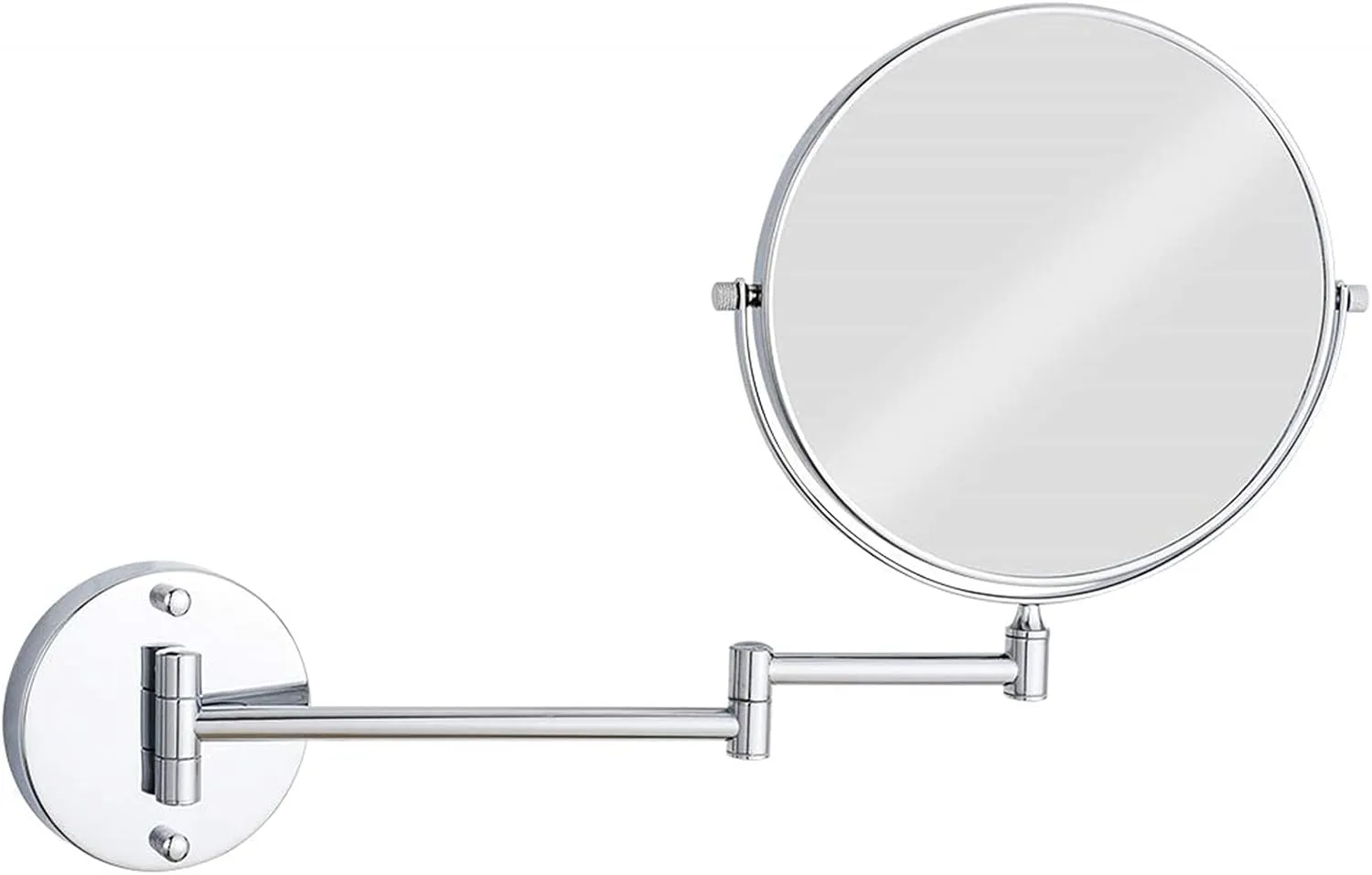 Wall Mounted Makeup Mirror, 8 inch Chrome Finish Double Sided Magnifying Shaving Mirror, Swivel Extendable Bathroom Round Vanity Mirrors,5X (Color : 5X)
