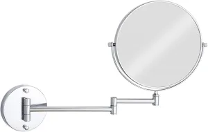 Wall Mounted Makeup Mirror, 8 inch Chrome Finish Double Sided Magnifying Shaving Mirror, Swivel Extendable Bathroom Round Vanity Mirrors,5X (Color : 5X)