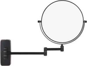 Wall Mounted Makeup Mirror, 8 inch Double Sided Magnifying Shaving Mirror, Extendable Arm Bathroom Round Vanity Mirrors,Chrome,7X (Color : Black, Size : 10X)