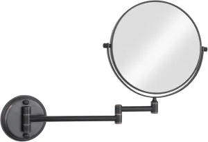 Wall Mounted Makeup Mirror, 8 inch Double Sided Magnifying Shaving Mirror, Rotatable Extendable Bathroom Round Vanity Mirrors,Bronze,7X (Color : Black, Size : 5X)