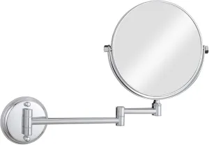 Wall Mounted Makeup Mirror, 8 inch Double Sided Magnifying Shaving Mirror, Rotatable Extendable Bathroom Round Vanity Mirrors,Bronze,7X (Color : Chrome, Size : 5X)
