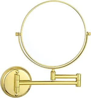Wall Mounted Makeup Mirror, 8 inch Gold Double Sided Magnifying Shaving Mirror, 360° Swivel Extendable Folding Bathroom Vanity Mirrors,10x (Color : 10x)