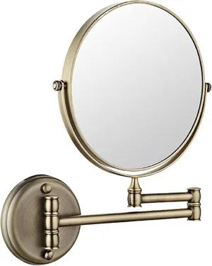 Wall Mounted Makeup Mirror, 8Inch Double Sided Shaving Mirror with Magnifaction, 360 Swivel Extendable Bathroom Vanity Mirrors,Silver,5X (Color : Bronze, Size : 3X)