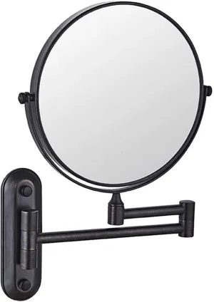 Wall-Mounted Makeup Mirror, 8" Double-Sided 10X Magnification, 360° Rotation, Extendable Arm for Shaving and Makeup