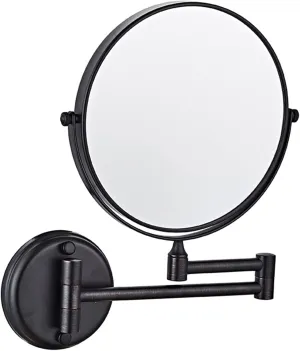 Wall Mounted Makeup Mirror with 10X Magnification, Double Sided Round Shaving Mirror, Swivel Extendable Bathroom Vanity Mirrors,Black