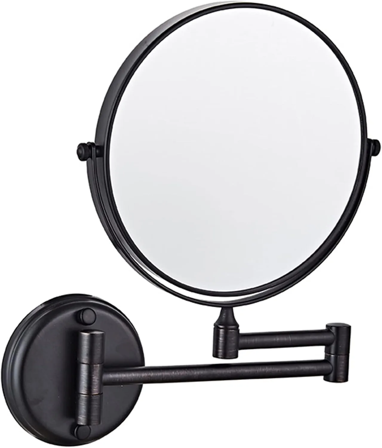 Wall Mounted Makeup Mirror with 10X Magnification, Double Sided Round Shaving Mirror, Swivel Extendable Bathroom Vanity Mirrors,Black