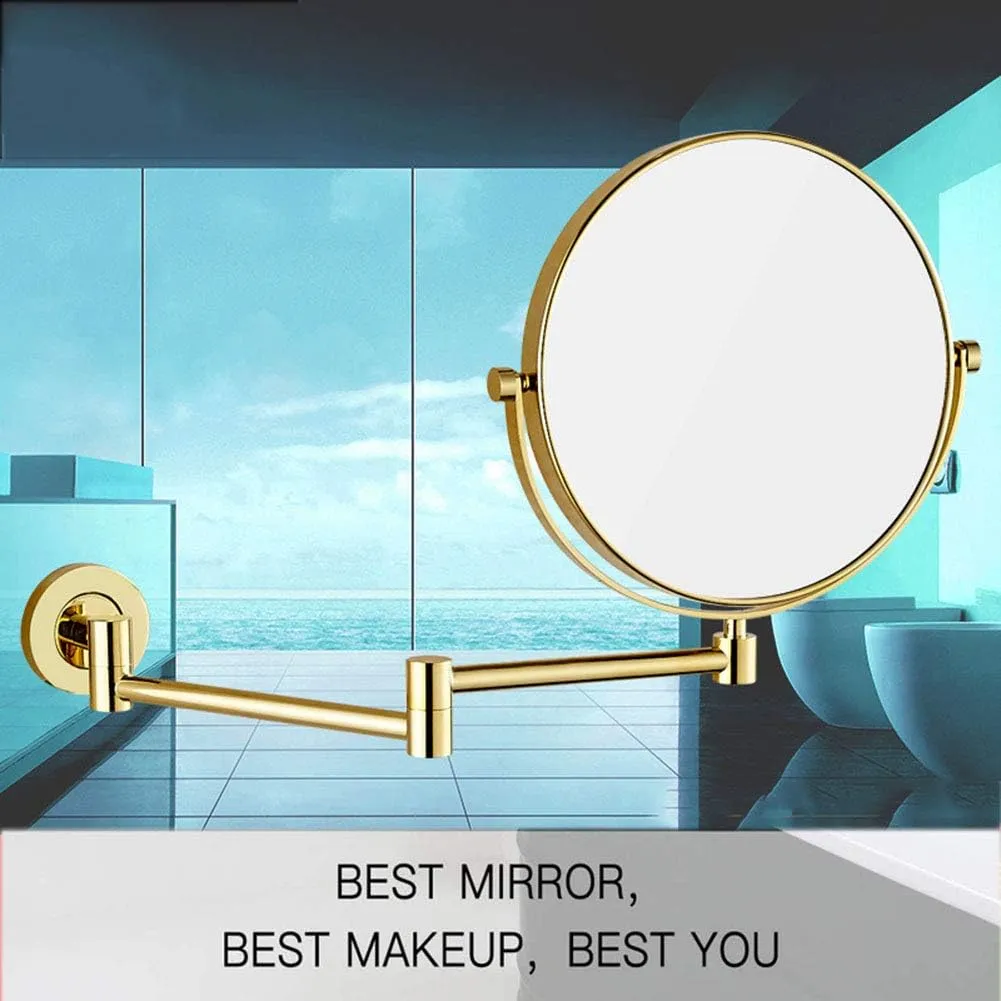 Wall Mounted Makeup Mirror with Magnification, 6 Inches Two-Sided Swivel Wall Mount Mirror, 360 Degree Swivel, Flexible Gooseneck, and Locking Suction, for Bathroom