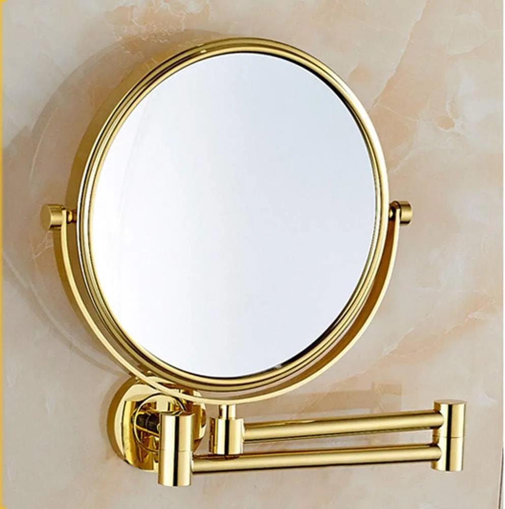 Wall Mounted Makeup Mirror with Magnification, 6 Inches Two-Sided Swivel Wall Mount Mirror, 360 Degree Swivel, Flexible Gooseneck, and Locking Suction, for Bathroom
