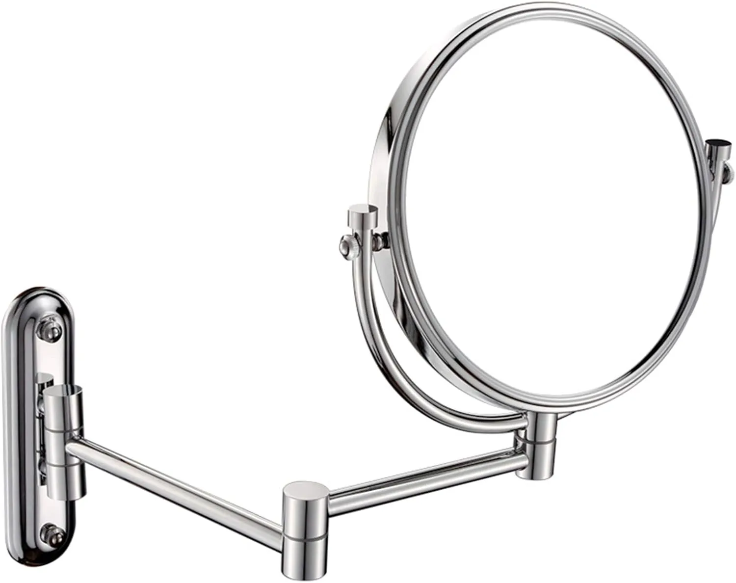Wall Mounted Makeup Mirrors, 8 Inch Chrome Double Sided Vanity Mirrors with Magnifying, Bathroom Flexible Extendable 360° Swivel Cosmetic Mirrors,7X (Color : 5X)