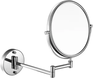 Wall Mounted Makeup Mirrors, 8 Inch Chrome Finished Double Sided Vanity Mirrors with Magnifying, Bathroom Brass Extendable 360° Swivel Mirrors,10x (Color : 10x)