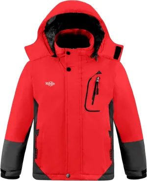 wantdo Boy's Ski Jacket Warm Fleece Winter Coat Waterproof Snow Jacket Rain Coat