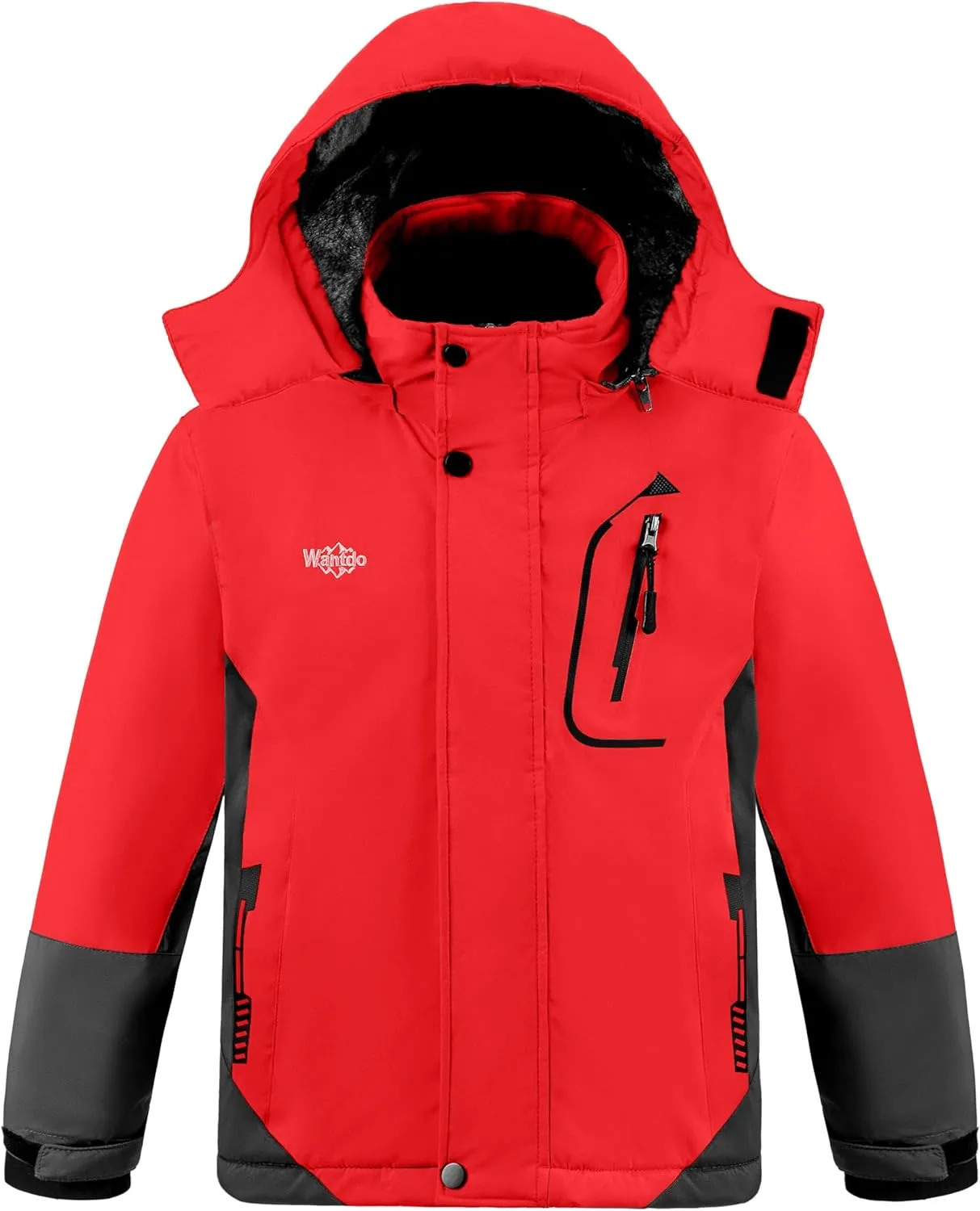 wantdo Boy's Ski Jacket Warm Fleece Winter Coat Waterproof Snow Jacket Rain Coat