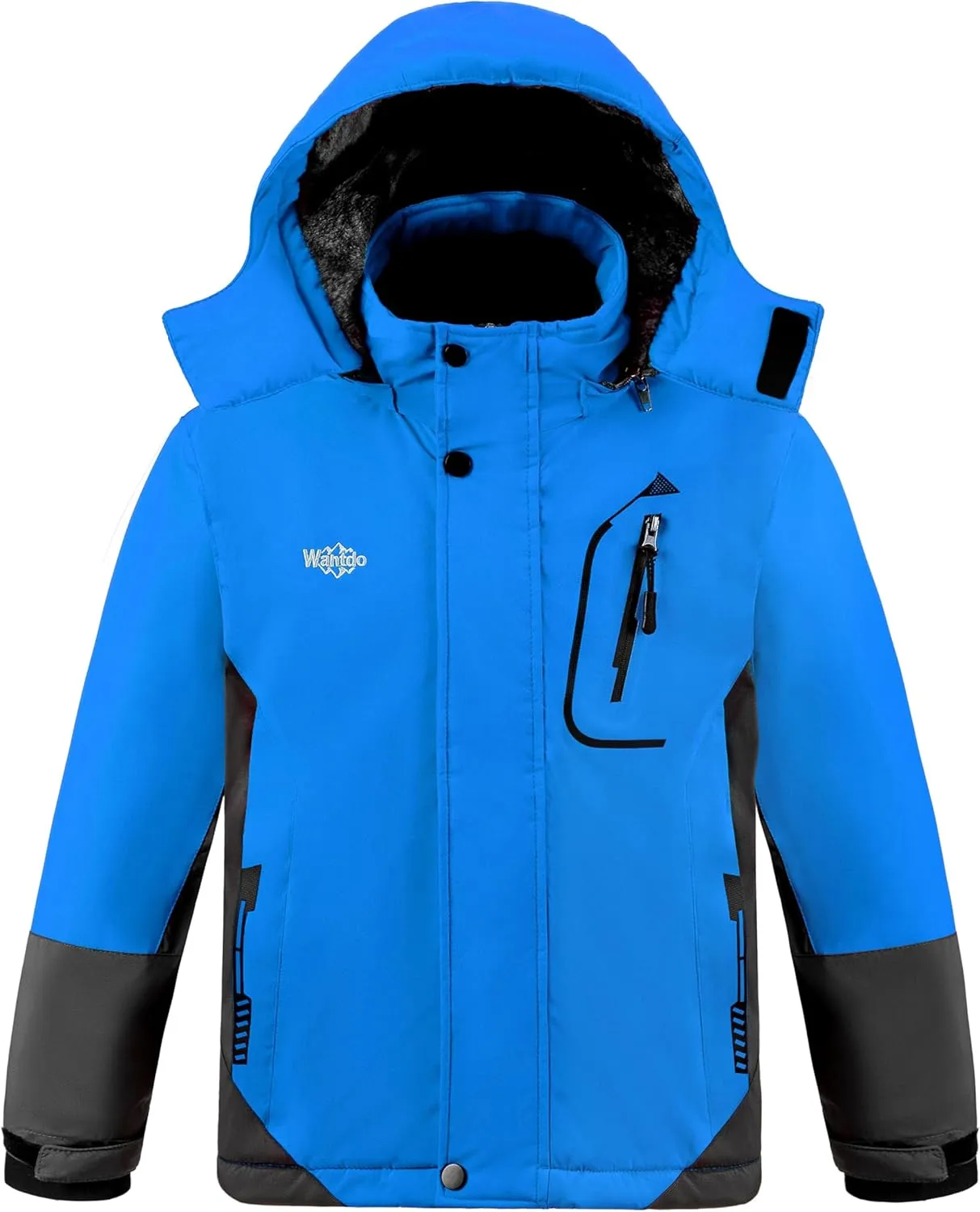 wantdo Boy's Ski Jacket Warm Fleece Winter Coat Waterproof Snow Jacket Rain Coat