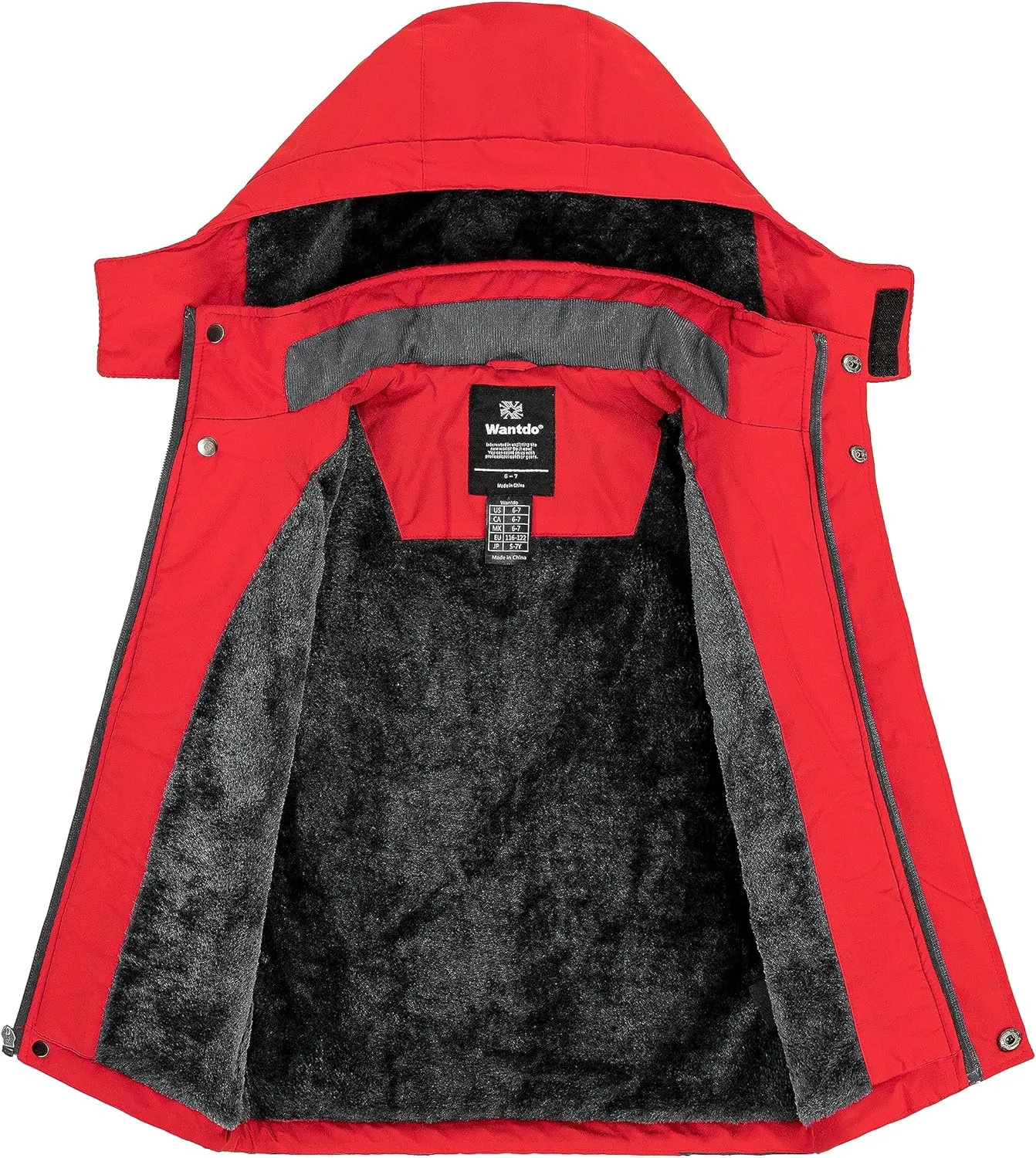 wantdo Boy's Ski Jacket Warm Fleece Winter Coat Waterproof Snow Jacket Rain Coat