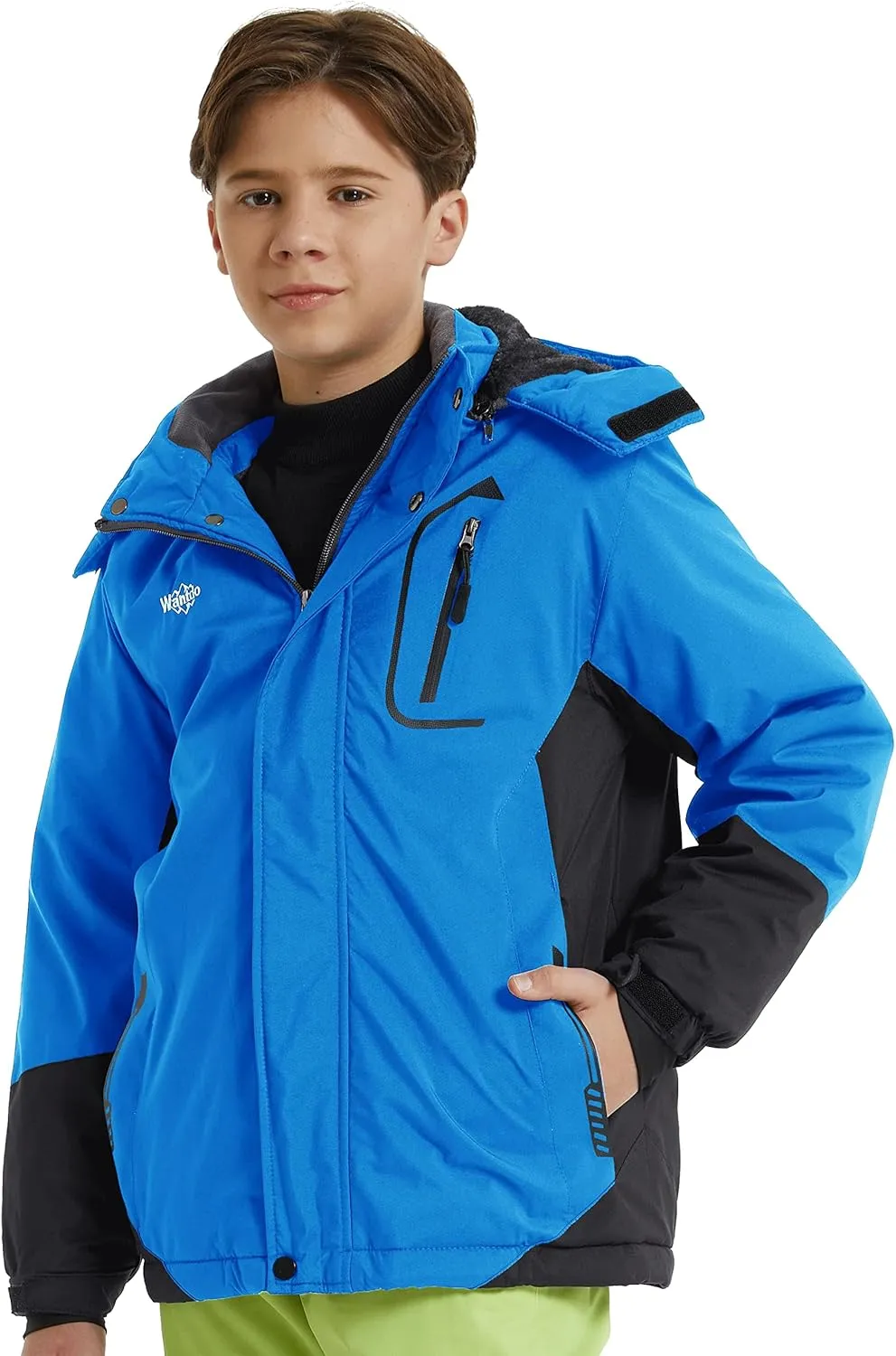wantdo Boy's Ski Jacket Warm Fleece Winter Coat Waterproof Snow Jacket Rain Coat