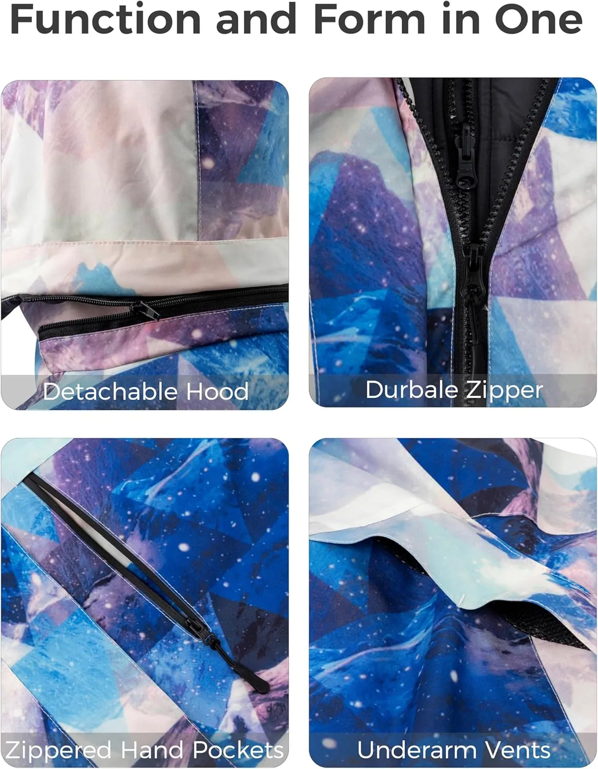 wantdo Women's 3 in 1 Plus Size Winter Coats Waterproof Ski Jacket Hooded Snowboarding Jacket