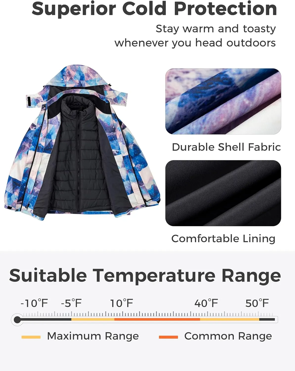 wantdo Women's 3 in 1 Plus Size Winter Coats Waterproof Ski Jacket Hooded Snowboarding Jacket