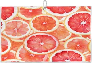 Watercolor Grapefruit Golf Towel with Heavy Duty Carabiner Clip Quick Dry Ultra Absorbent Club Ball Cleaning Towel Golf Accessories for Men Women