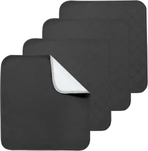 Waterproof Chair Pads for Incontinence, 4 Pack Reusable Seat Protector Pads 22" x 21", Washable Chair Protector Seat Cover, Non-Slip Absorbent Incontinence Pad for Bed, Wheelchair, Kid & Pet - Black
