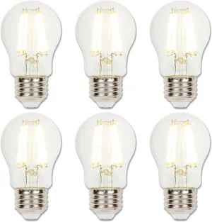 Westinghouse 5279020 9 Watt (100 Watt Equivalent) A15 Dimmable Clear Filament LED Light Bulb, Medium Base, 6 Pack