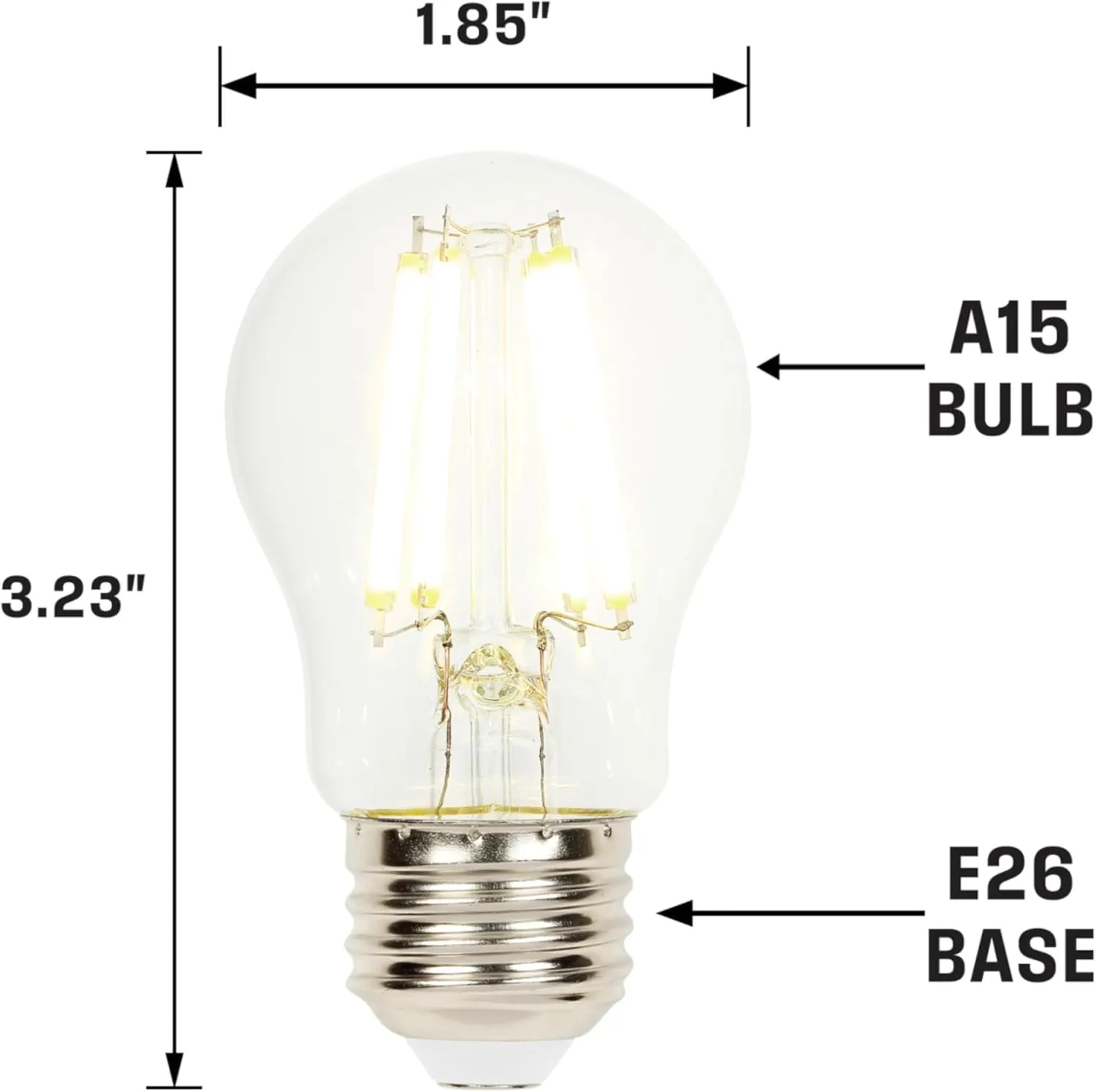 Westinghouse 5279020 9 Watt (100 Watt Equivalent) A15 Dimmable Clear Filament LED Light Bulb, Medium Base, 6 Pack