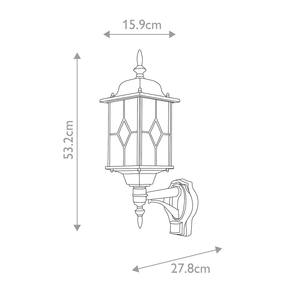 Wexford 1 Light Up Wall Lantern with PIR | Black/Silver