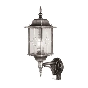 Wexford 1 Light Up Wall Lantern with PIR | Black/Silver
