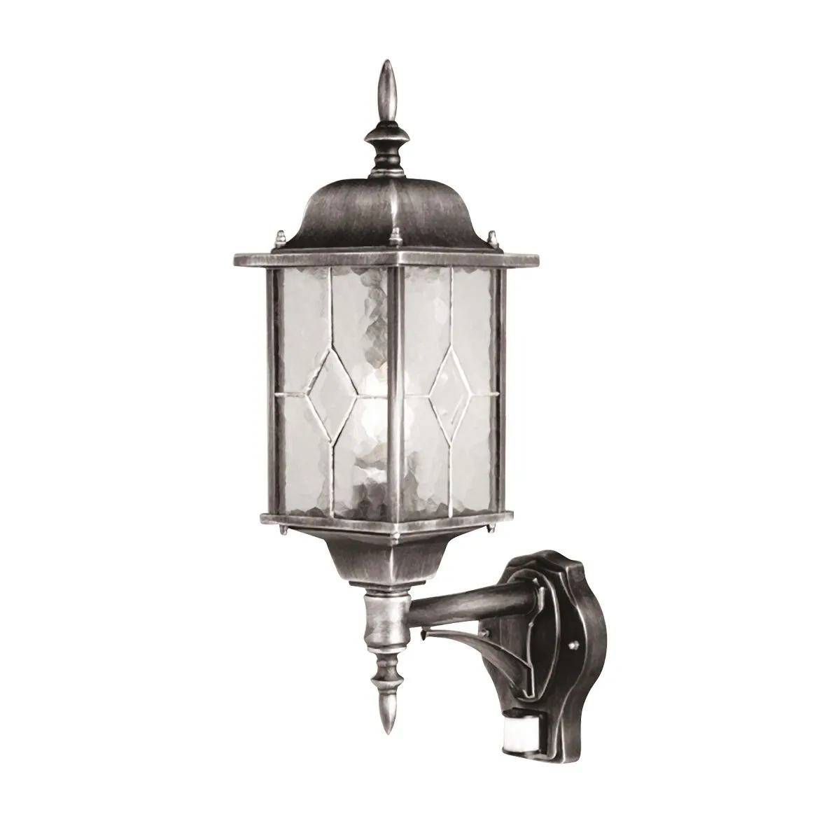 Wexford 1 Light Up Wall Lantern with PIR | Black/Silver
