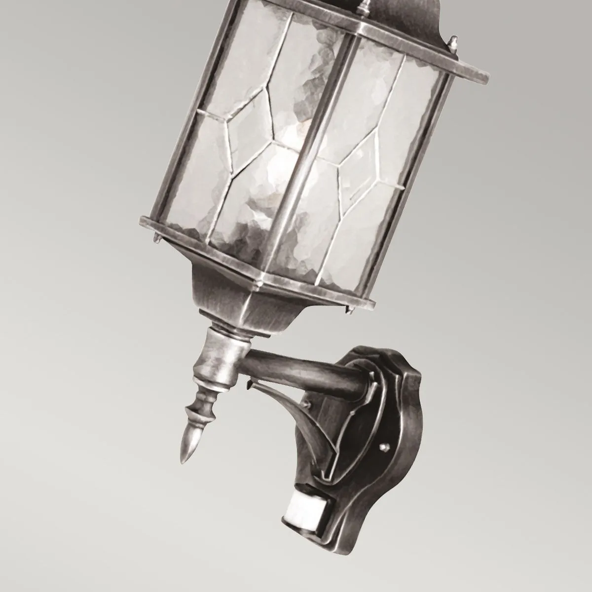 Wexford 1 Light Up Wall Lantern with PIR | Black/Silver